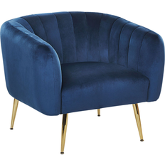 Or Fauteuils Beliani Club Cabriolet Tapissé en Velours Bleu Foncé Fauteuil