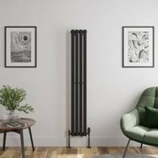 Radiators Duratherm Black Designer Vertical Oval Column Single Panel Rad Black