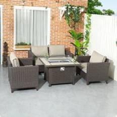 Outdoor Lounge Sets OutSunny 5 Pieces Outdoor Lounge Set