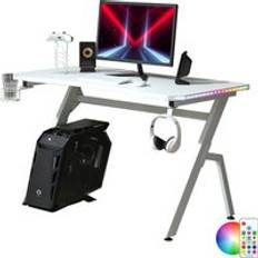 Accessori per videogiochi Homcom Gaming Desk Racing Style Office Ergonomic Computer Table Workstation with RGB Lights, Cup Holder, Controller