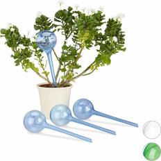 Blau Bewässerungssets Relaxdays Watering Globes, Set of 4, Regulated Irrigation, 2 Weeks, Pot Plants, Sphere, Bulb