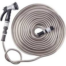 Garden Gear Hose Stainless Steel Water Hosepipe Rust Proof & Tangle Free Hand Held Spray