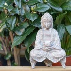 Grey Garden Ornaments ValueLights Solar Powered Buddha Ornament Garden