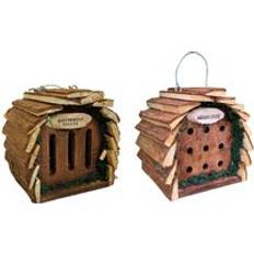Natural Garden Decorations Selections Wooden Hanging Butterfly & Ladybird House Set
