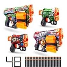 Xshot Blasters Xshot Skins Dread & Menace (4 Pack 48 Darts) by ZURU, Easy Reload, Toy Foam Dart Blaster for Kids, Teens, Adults, Frustration Free Packaging (Boom & K.O & Game Over & Camo)