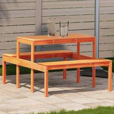 VidaXL Fyrretræ Havemøbelsæt vidaXL Spisebord 110x134x75 cm Massivt Fyrretræ Gyldenbrun Havemøbelsæt