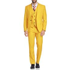 Yellow Suits MY'S Blazer Vest Pants Set, Solid Party Wedding Dress, One Button Jacket Waistcoat and Trousers, Piece Slim Fit Suit with Tie Yellow