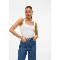 T-shirts Vero Moda Dame Chloe Firkantet Hals Top Sne - Hvid