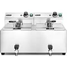 Fryer With Drain Tap 2 x 8 L Stainless Steel