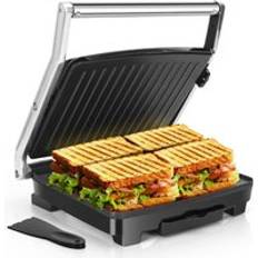 Aigostar Sandwich Toaster 2000W, Deep Fill Toastie Maker 4 Slice Panini Press, Electric Grill with Non-Stick Plates, Adjustable Temperature, Drip Tray