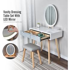 ELECWISH w/Mirror Drawers Dressing Table