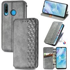 Huawei P30 Lite Wallet Cases GANGXUN Gray Case For Huawei P30 Lite Fashion Design Flip Cover Exquisite Business Wallet Function Leather Case