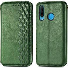 Huawei P30 Lite Wallet Cases GANGXUN Green Case For Huawei P30 Lite Fashion Design Flip Cover Exquisite Business Wallet Function Leather Case