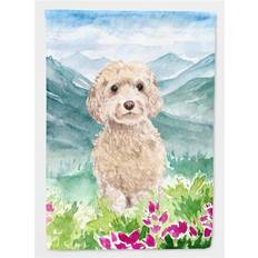 PatioPlus Mountian Flowers Goldendoodle Flag Canvas