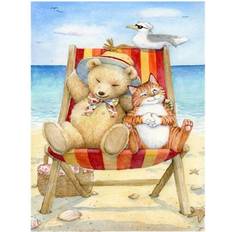 Garden & Outdoor Environment PatioPlus Summer Teddy Bear & Cat on Beach Flag