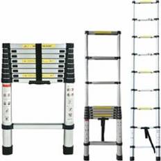Telescoping Ladder, 2.6M Multi-Purpose Folding Telescopic Ladder Extendable Tall Multi Purpose Loft Ladder, Stainless Steel Retractable