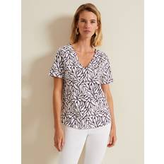 Purple Blouses Phase Eight Alice Cotton Leaf Top, Purple