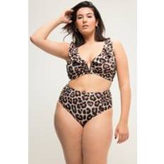 Brune - Dame Bikiniunderdeler Studio Untold Bikiniunderdel, høyt liv, leopardtrykk, sidevolang brun