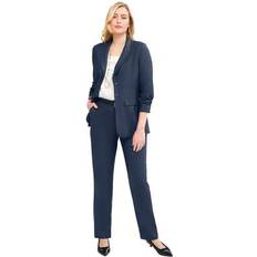 Jessica London Suits Jessica London Plus Women's 2-Piece Stretch Crepe Single-Breasted Pantsuit in Navy Size W Set