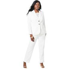 Jessica London Suits Jessica London Plus Women's 2-Piece Stretch Crepe Single-Breasted Pantsuit in White Size W Set