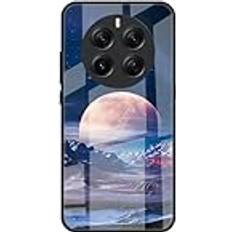 DEDUX Case for Realme 12 Pro Plus 5G Realme 12 Pro 5G, Moon Starry Sky Tempered Glass Back Case Shockproof Silicone Tpu Frame Protective Phone Case Cover. Moonlight