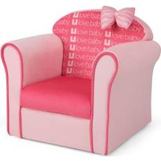 Pink Sofas Costway Original Kids Sofa with Armrest Thick Cushion-Pink