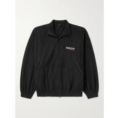 Balenciaga Ytterklær Balenciaga Oversized Logo-Embroidered Fleece Jacket Men Black