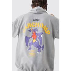 boohooMAN Oversized Washed Pokemon Garchomp License Hoodie - Grey