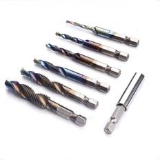 Power Tool Accessories Greenzech 7Pcs M3-M10 6.2mm Hex Shank Blue Coated Screw Thread Metric Compound Tap Drill Bits with Extension Rod