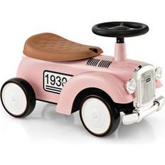 Costway Kids Sit to Stand Vehicle with Working Steering Wheel and Under Seat Storage-Pink
