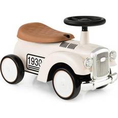 Costway Kids Sit to Stand Vehicle with Working Steering Wheel and Under Seat Storage-White