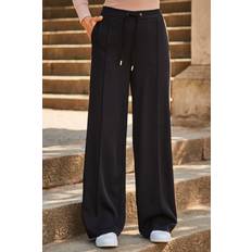 Side Stripe Wide Leg Trousers - Black/Brown