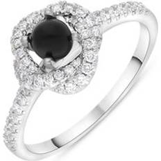 Femme - Or Blanc Bagues C. W. Sellors 18ct White Gold Whitby Jet 0.31ct Diamond Knot Ring