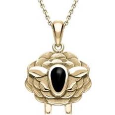 Oro Collares C. W. Sellors 9ct Gold Whitby Jet Sheep Necklace