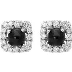 Diamond Earrings C. W. Sellors 18ct White Gold Whitby Jet 0.21ct Diamond Square Stud Earrings