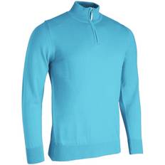 Glenmuir Mens Quarter Zip Merino Wool Golf Sweater Aqua