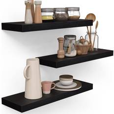 Bayka Living Room Black Wall Shelf 16"