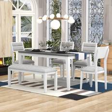 Rectangle Dining Sets Harper & Bright Designs Classic Traditional Style 6 Dining Set