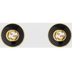 Gucci Jewellery Gucci Gucci Interlocking 18ct Yellow Gold Black Onyx Stud Earrings