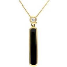 Diamante - Oro Collane C. W. Sellors 18ct Gold Whitby Jet Diamond Slim Oblong Necklace Option1 Value Gold