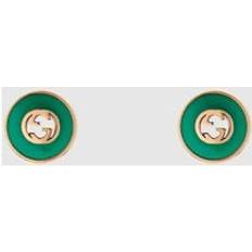 Gucci Rose Gold Earrings Gucci Gucci Interlocking 18ct Rose Gold Green Agate Stud Earrings