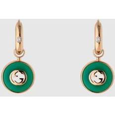 Gucci Rose Gold Earrings Gucci Gucci Interlocking 18ct Rose Gold Green Agate Hoop Earrings