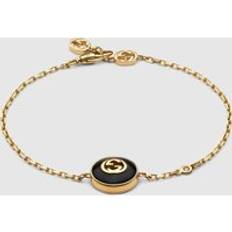 Gucci Jewellery Gucci Gucci Interlocking 18ct Yellow Gold Black Onyx Bracelet 17cm