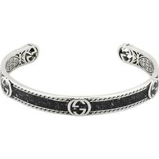 Gucci Gucci Interlocking Sterling Silver Black Enamel Cuff Bracelet 16cm