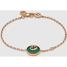 Gucci Rose Gold Bracelets Gucci Gucci Interlocking 18ct Rose Gold Green Agate Bracelet 16cm