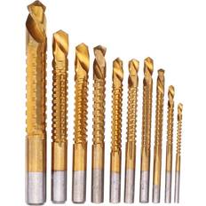 Power Tool Accessories Greenzech 10pcs 3-13mm HSS Titanium Coated Twist Drill Bit Set Wood Metal Cutting Groove