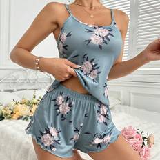Silk Pyjamas Shein Women Milk Silk Pajamas Set - Floral Printing