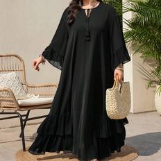 Shein Plus Size Solid Color Bell Sleeve Dress