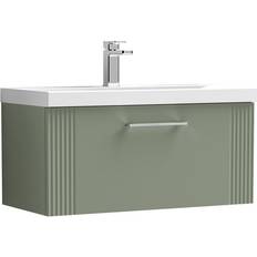 Vanity Units for Single Basins on sale Nuie Deco Satin Green 800mm Hung