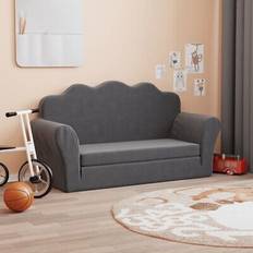 Muebles de Asiento vidaXL Kinder-Schlafsofa 2-Sitzer Anthrazit Weicher Plüsch